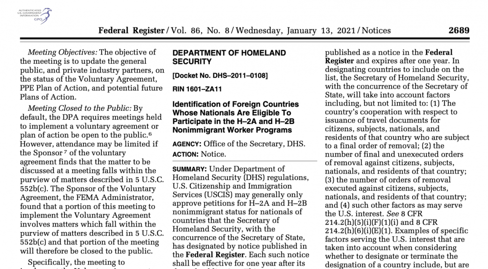 Que Paises Son Elegibles Para Visas H 2a Y H 2b En El 21